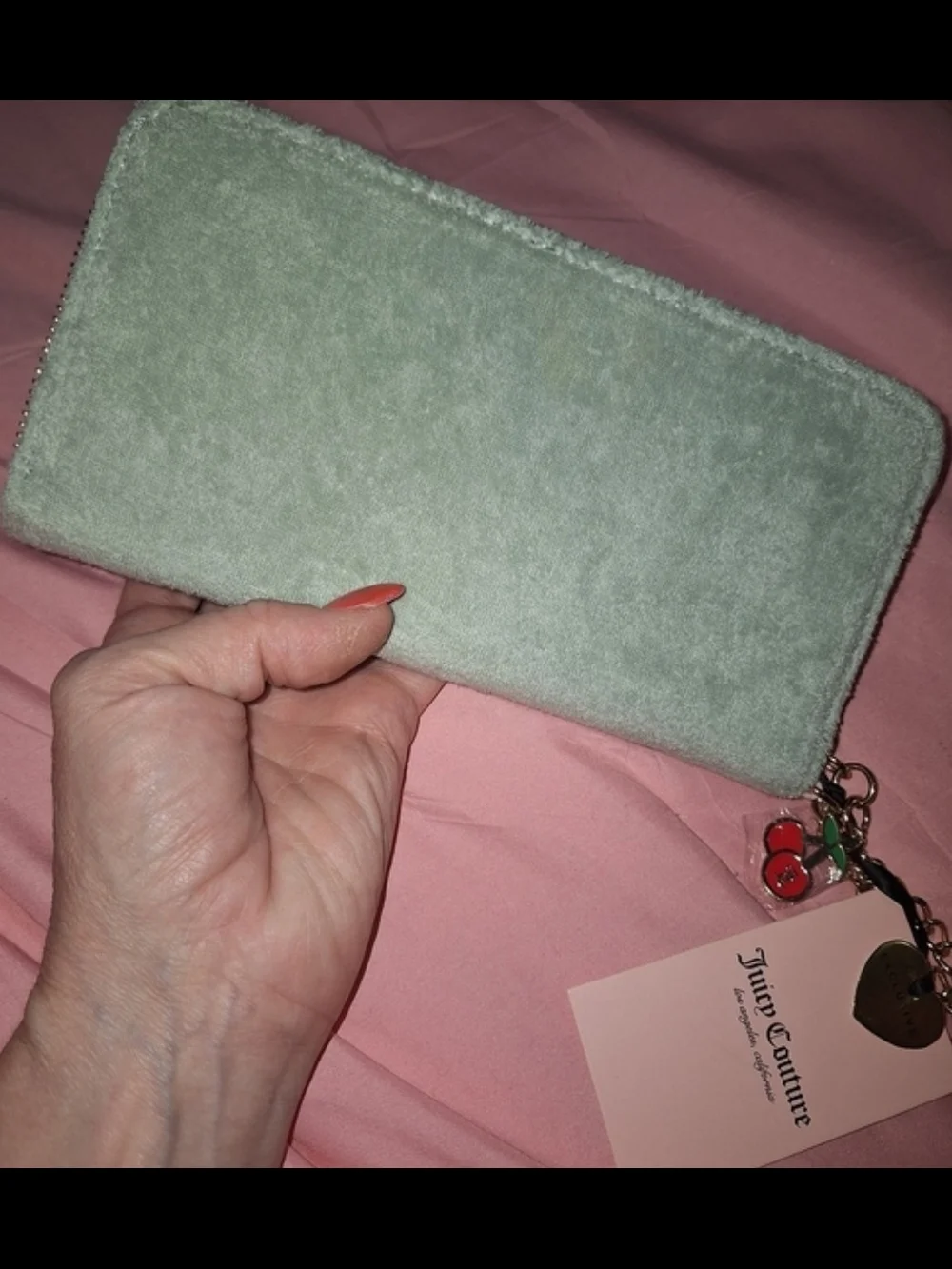 Juicy Couture Mint Green and Light Pink Zip-Around Wallet-NWT!